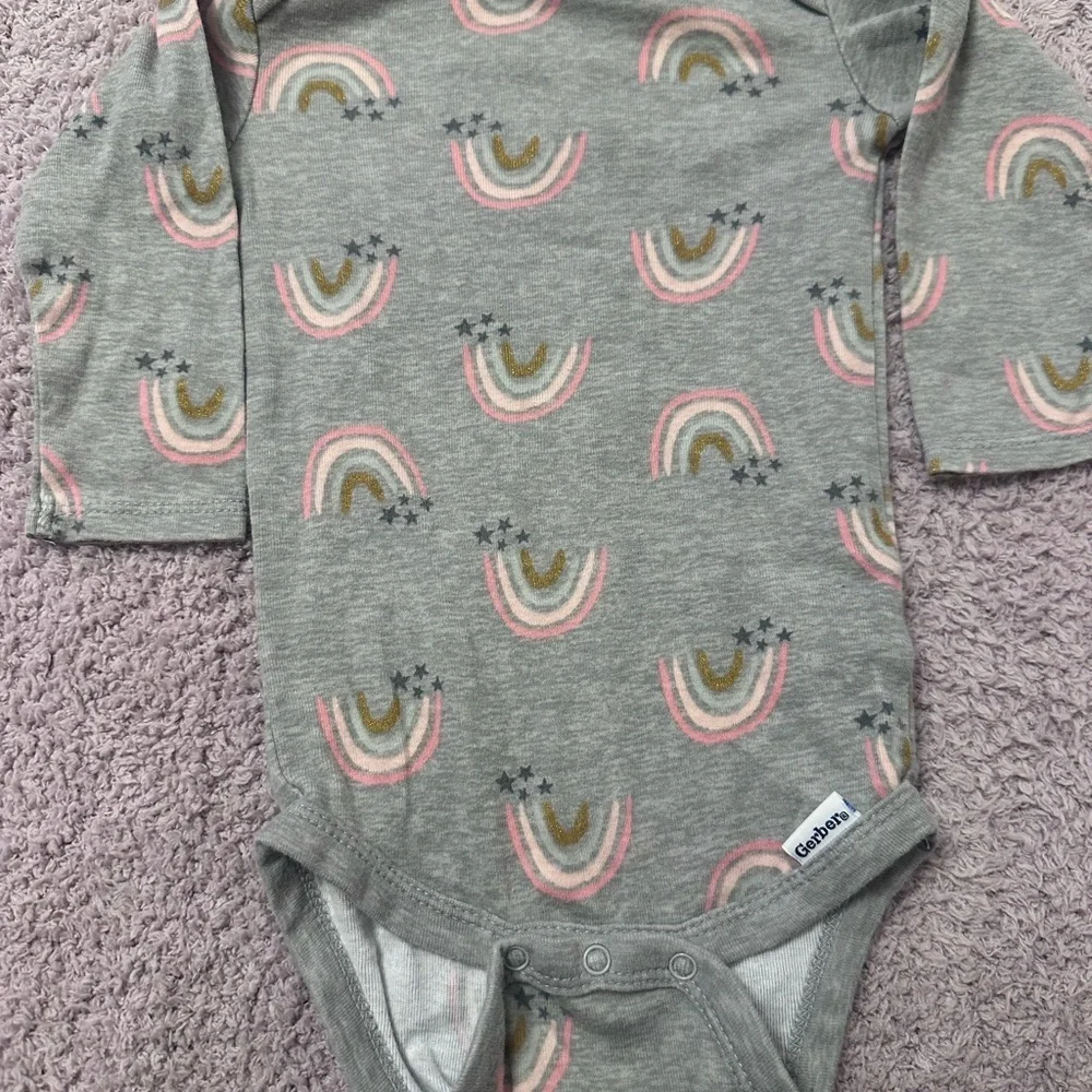 Gerber 12M Baby Girl Bundle Floral Rainbow 6pc